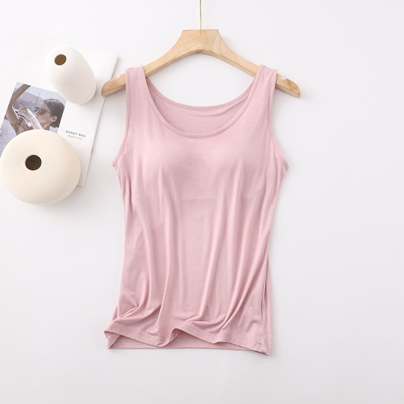 🎁Women's Classic Solid Colour Built-in Bra Tank Top🎉
