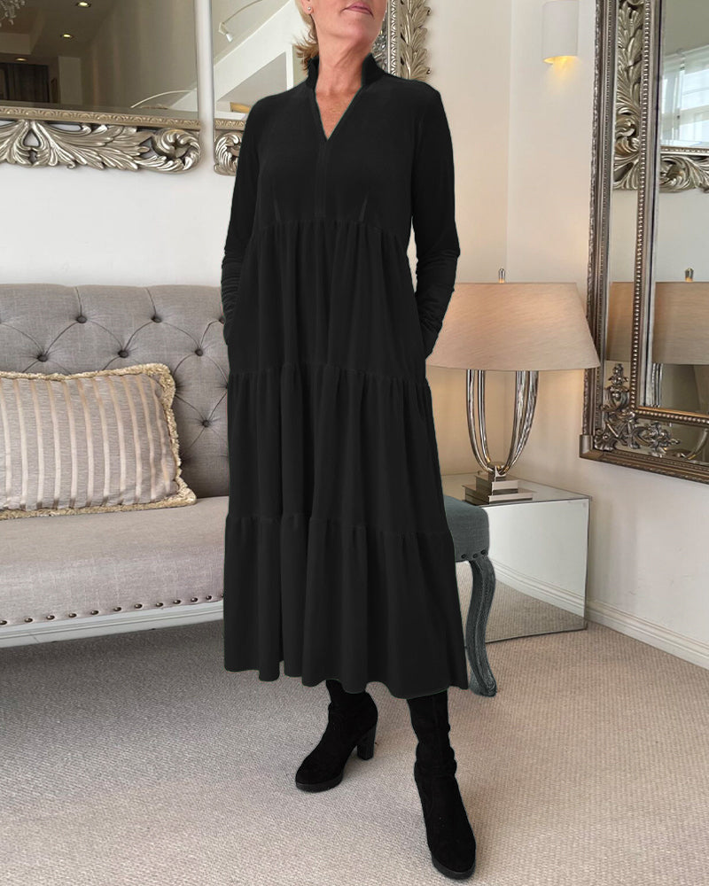 🔥V-neck patchwork dress