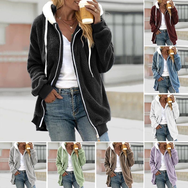 🔥🔥Loose fitting warm zippered hooded jacket