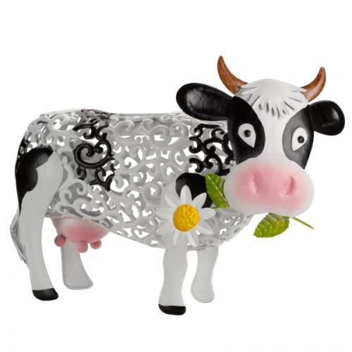 Changing Colour Solar Decorative Metal Cow
