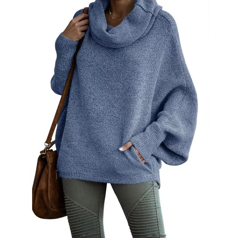 💕Women's sweater with batwing sleeve neck and pocket