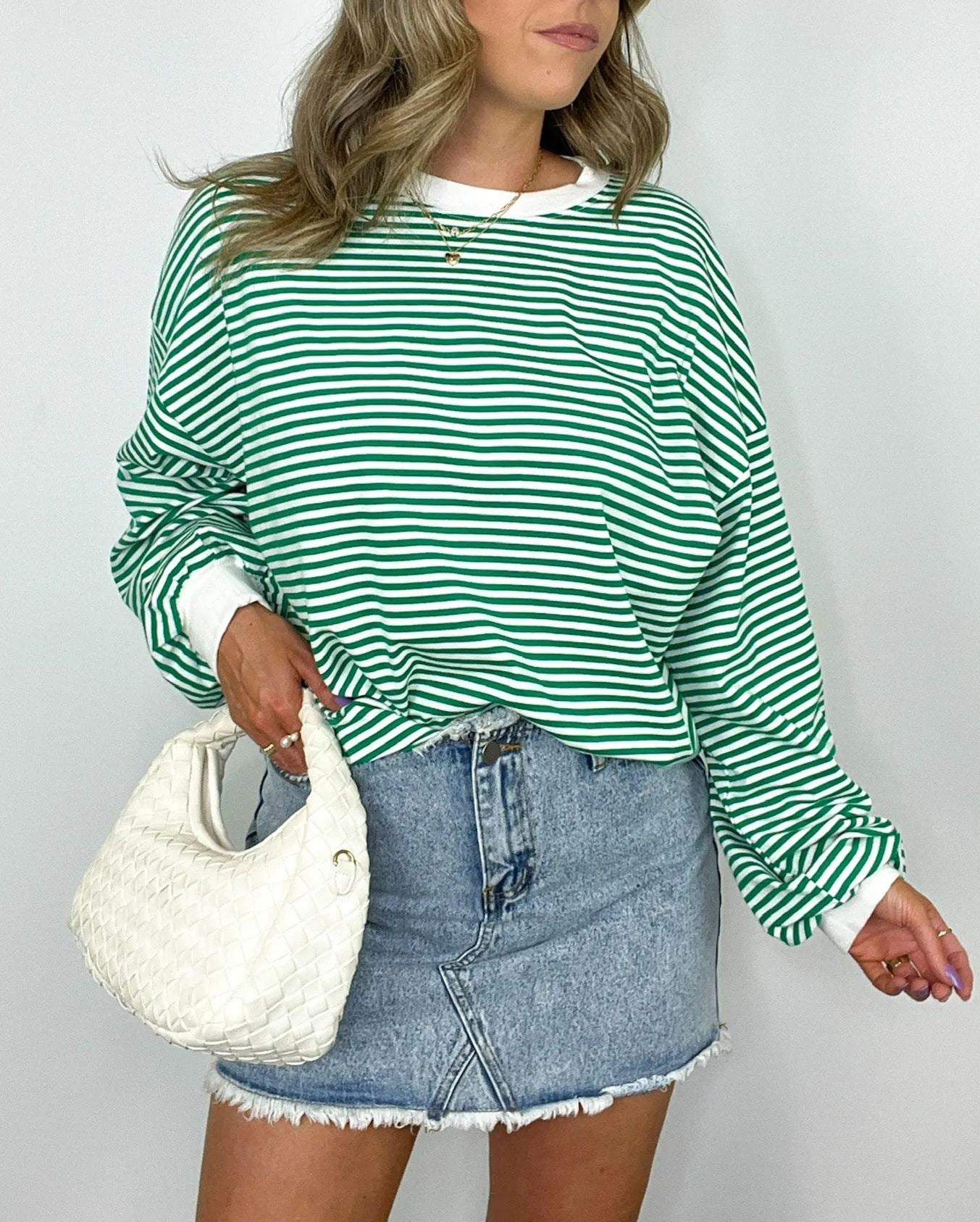 🌈Women's Casual Striped Crewneck Oversized Pullover