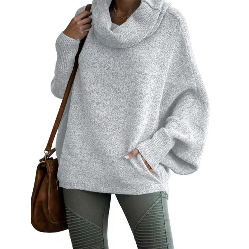 🎁✨Hot sale🔥Women's Batwing Cowl Neck Sweater with Pocket