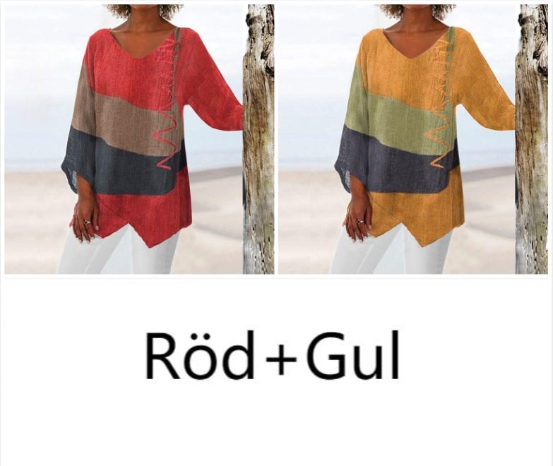 🔥Women's Elegant and Casual V-Neck Long Sleeve Art Print Top