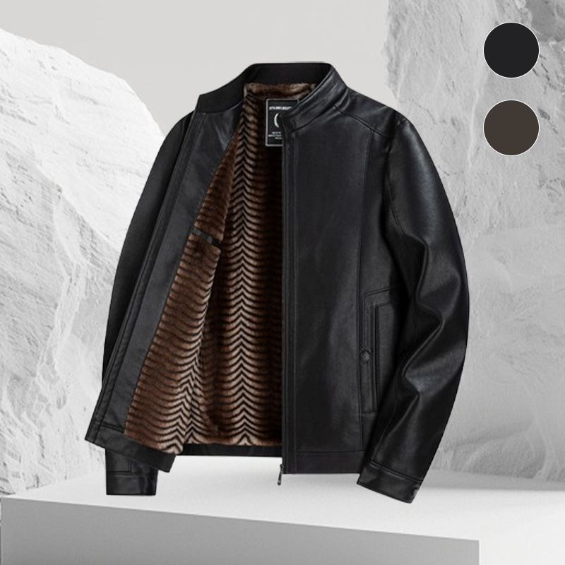 Fashionable Stand-collar Thickened Warm Leather Jacket