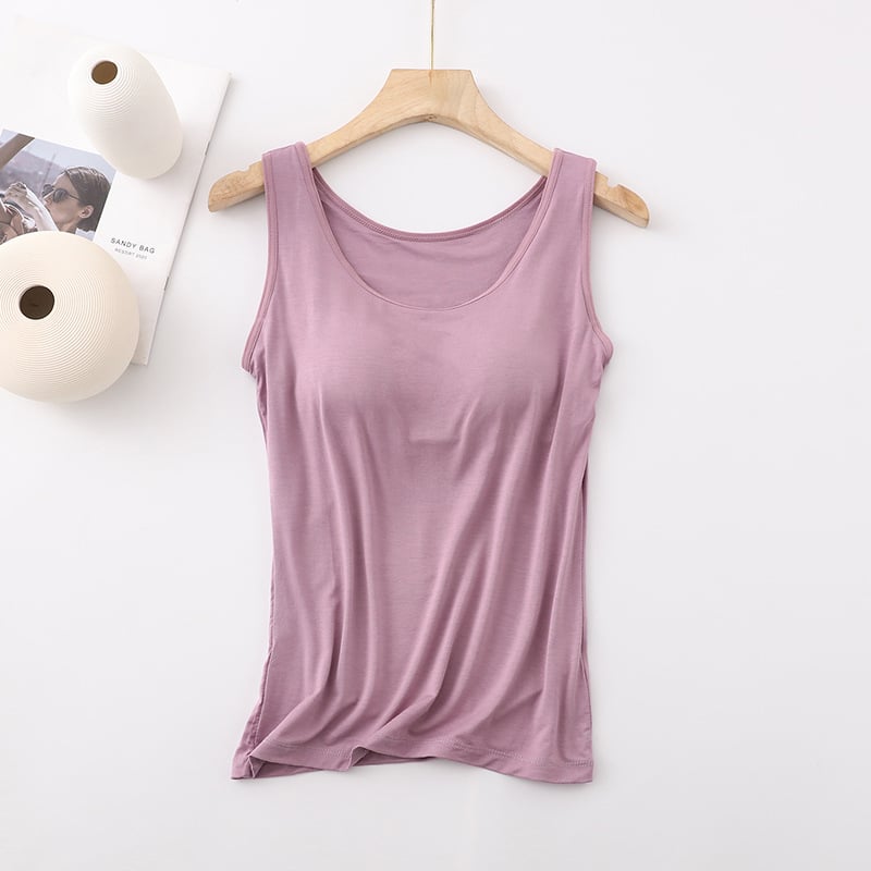🎁Women's Classic Solid Colour Built-in Bra Tank Top🎉