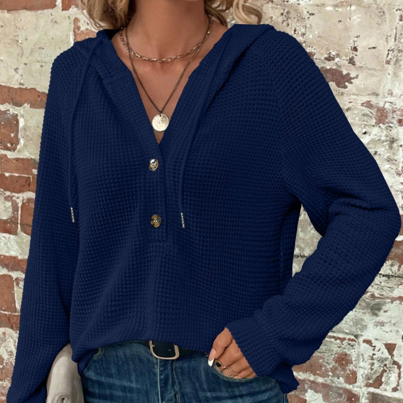 🎁✨Hot sale🔥Women’s Trendy Solid Color Hooded Long Sleeve Top