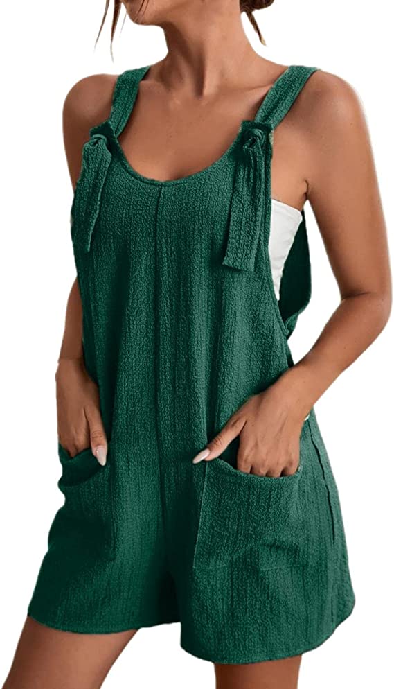🔥Women's Stylish Casual U Neck Summer Holiday Short Jumpsuits
