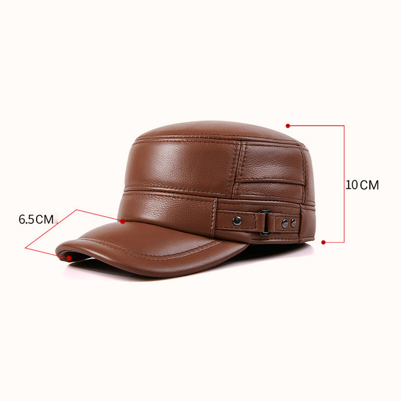 🔥🔥PU Leather Flat Top Warm Baseball Cap