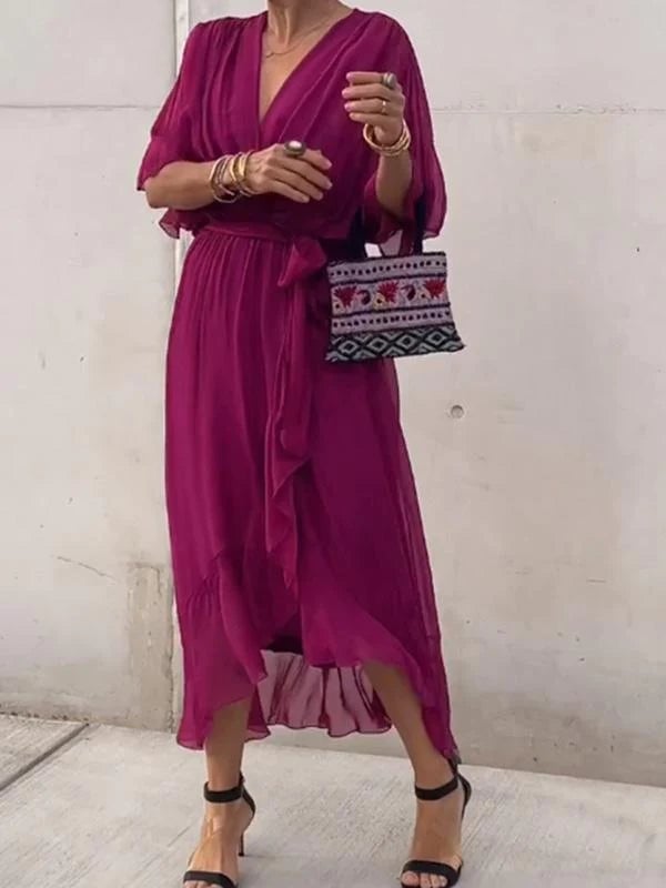 🎁Stylish and elegant V-neck chiffon dress