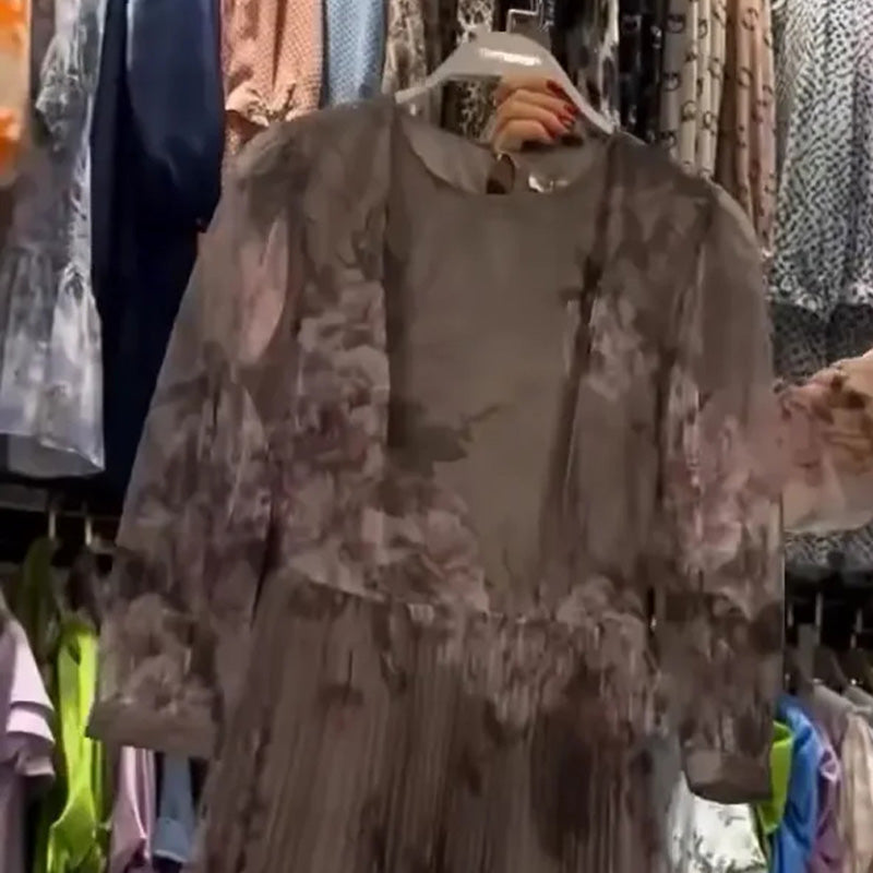 🔥Women's Elegant Pleated Breathable Dress with Belt