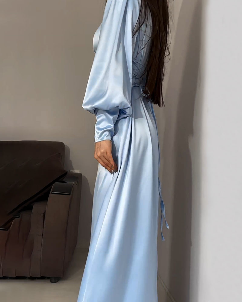 💖Women's Elegant waisted pleated cuff dress