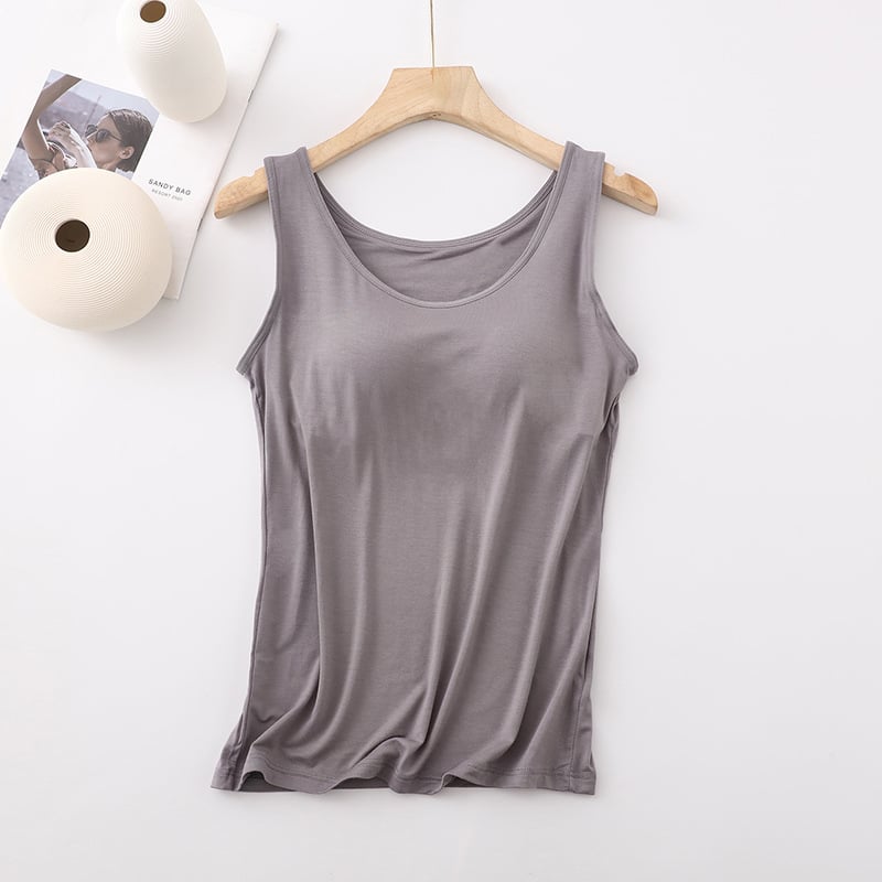 🎁Women's Classic Solid Colour Built-in Bra Tank Top🎉