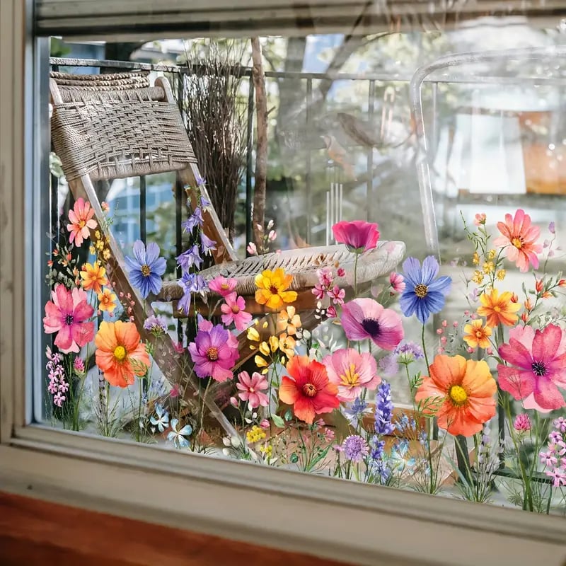 💐💞Colorful Floral Bouquet Window Sticker