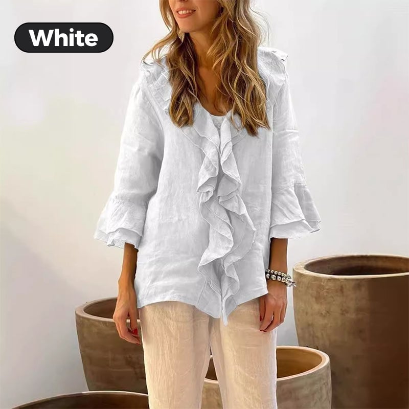🔥Women's Ruffle Collar Blouse with Bell Sleeves