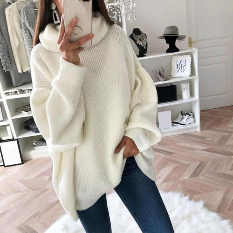 🔥Women’s Oversized Turtleneck Solid Color Knit Sweater
