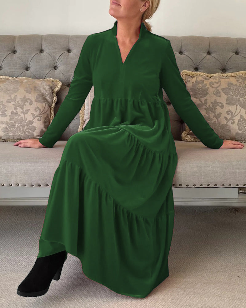 🔥V-neck patchwork dress