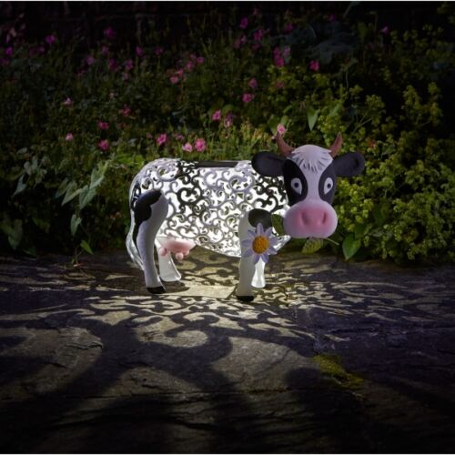 Changing Colour Solar Decorative Metal Cow
