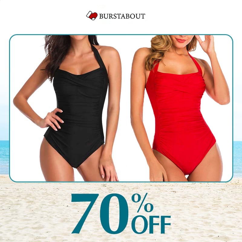🔥🔥Tummy Control Halter One Piece Slimming Swimwear