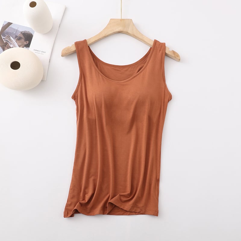 🎁Women's Classic Solid Colour Built-in Bra Tank Top🎉