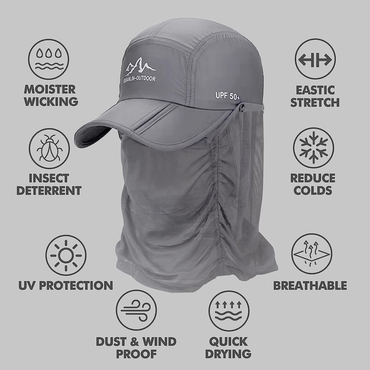 🔥Retractable brim outdoor/fishing/riding/climbing sunblock hat