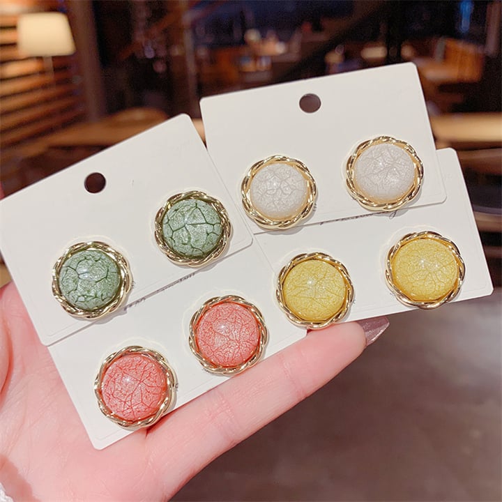 Colorful Textured Circle Earrings