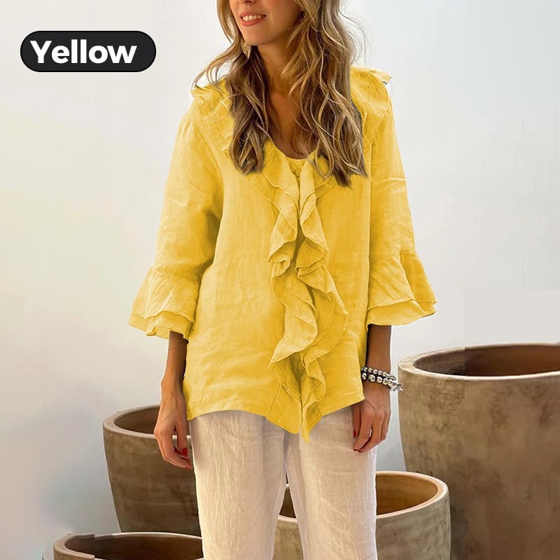 🔥Women's Ruffle Collar Blouse with Bell Sleeves