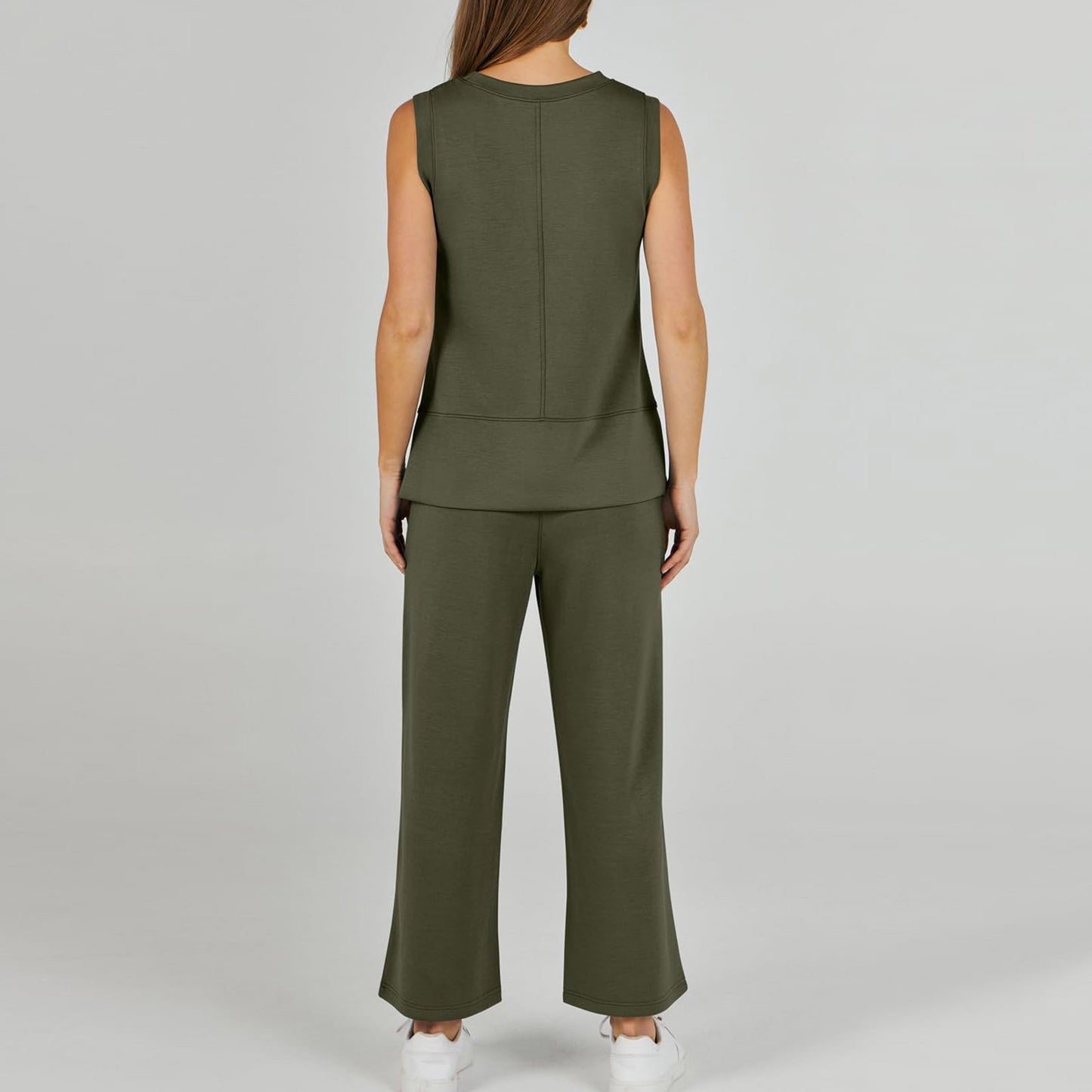 Casual Crew Neck Sleeveless Two Piece Suit