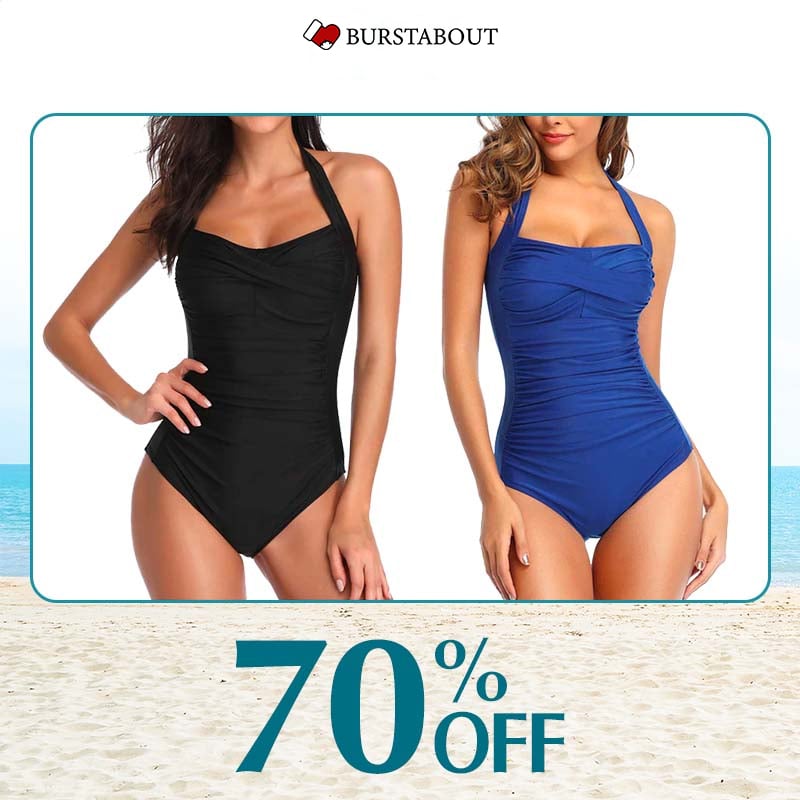 🔥🔥Tummy Control Halter One Piece Slimming Swimwear