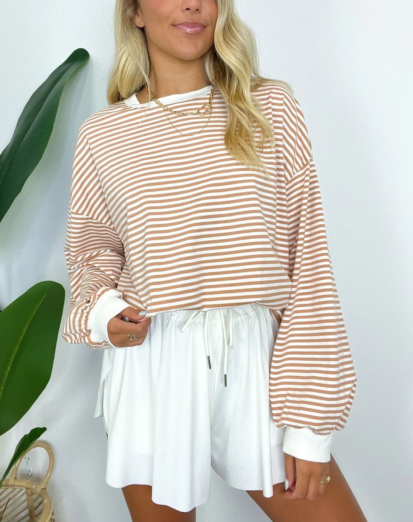 🌈Women's Casual Striped Crewneck Oversized Pullover