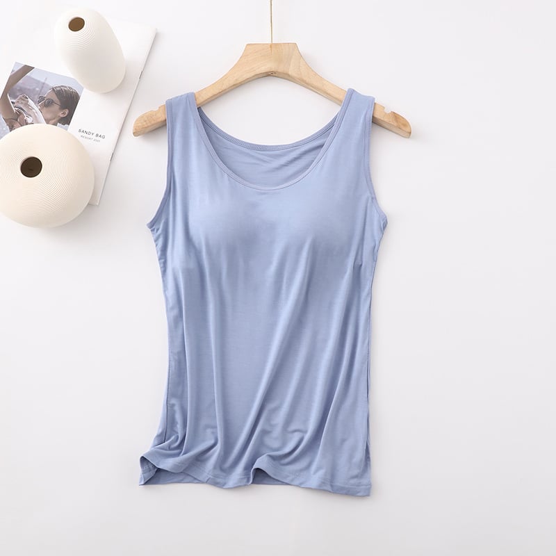 🎁Women's Classic Solid Colour Built-in Bra Tank Top🎉