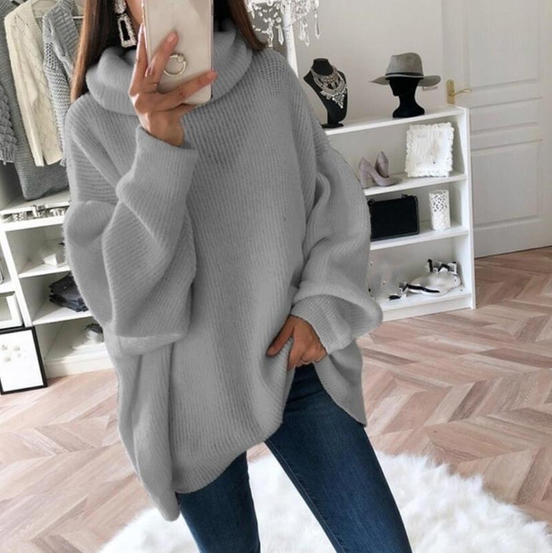 🔥Women’s Oversized Turtleneck Solid Color Knit Sweater