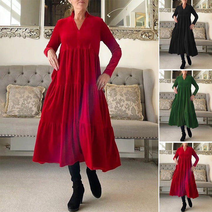 🔥V-neck patchwork dress