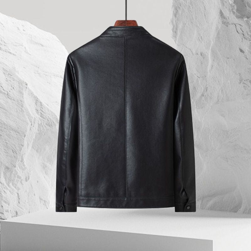 Fashionable Stand-collar Thickened Warm Leather Jacket