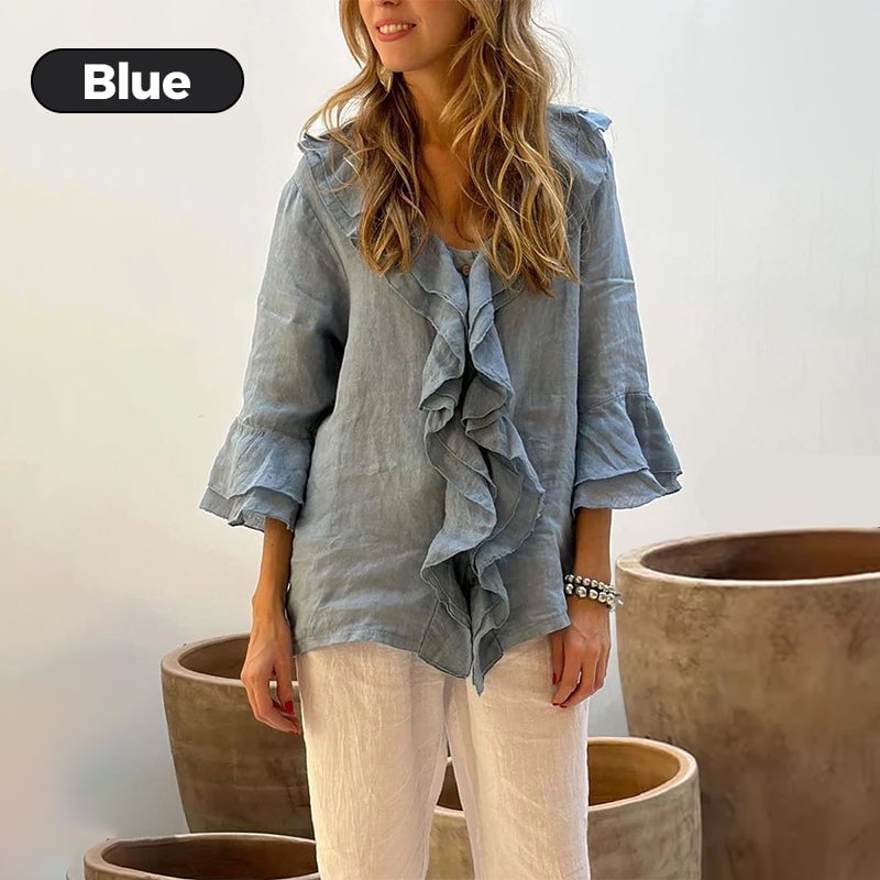🔥Women's Ruffle Collar Blouse with Bell Sleeves