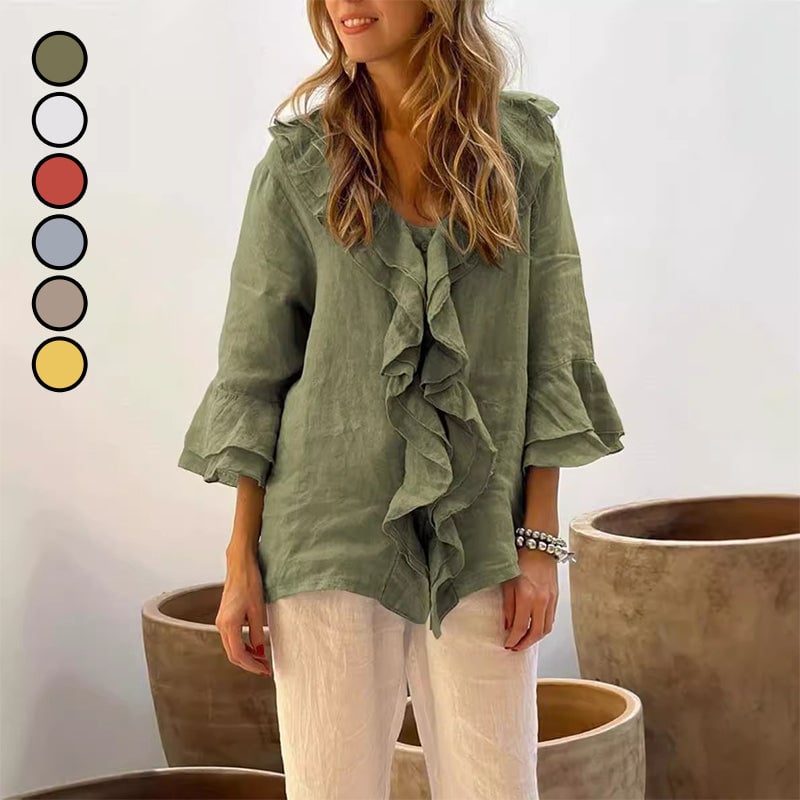 🔥Women's Ruffle Collar Blouse with Bell Sleeves