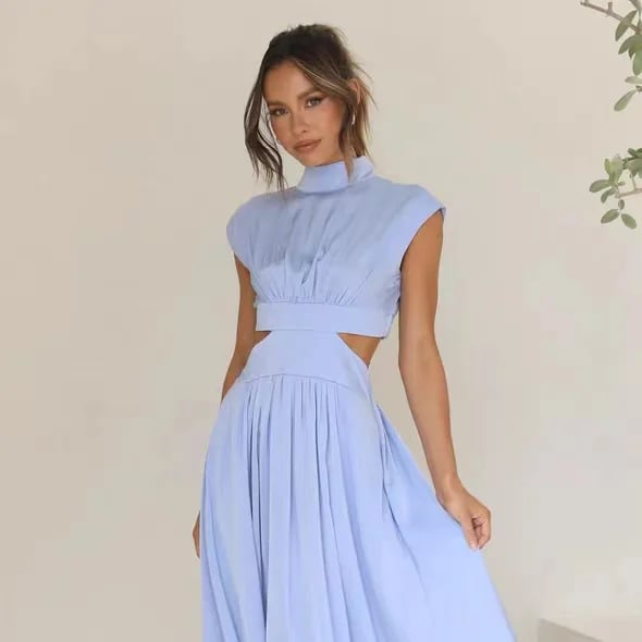 2024 Cutout Waist Pocketed Vacation Midi Dress ✨