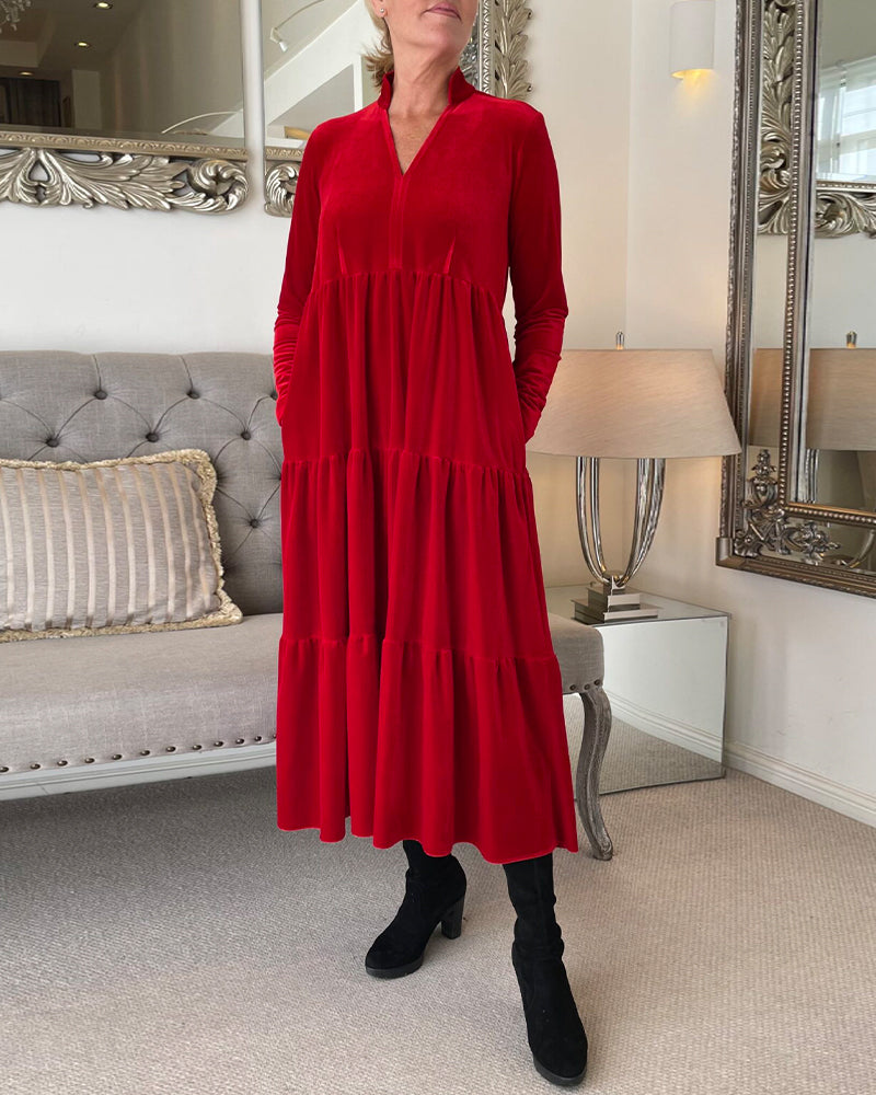 🔥V-neck patchwork dress