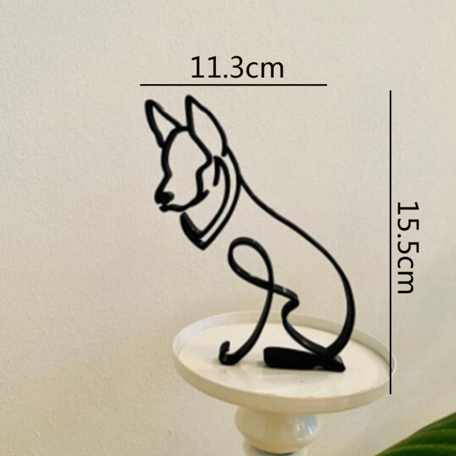 Dog & Cat Line Art Sculpture