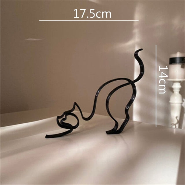 Dog & Cat Line Art Sculpture