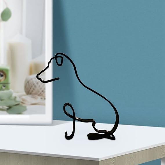 Dog & Cat Line Art Sculpture