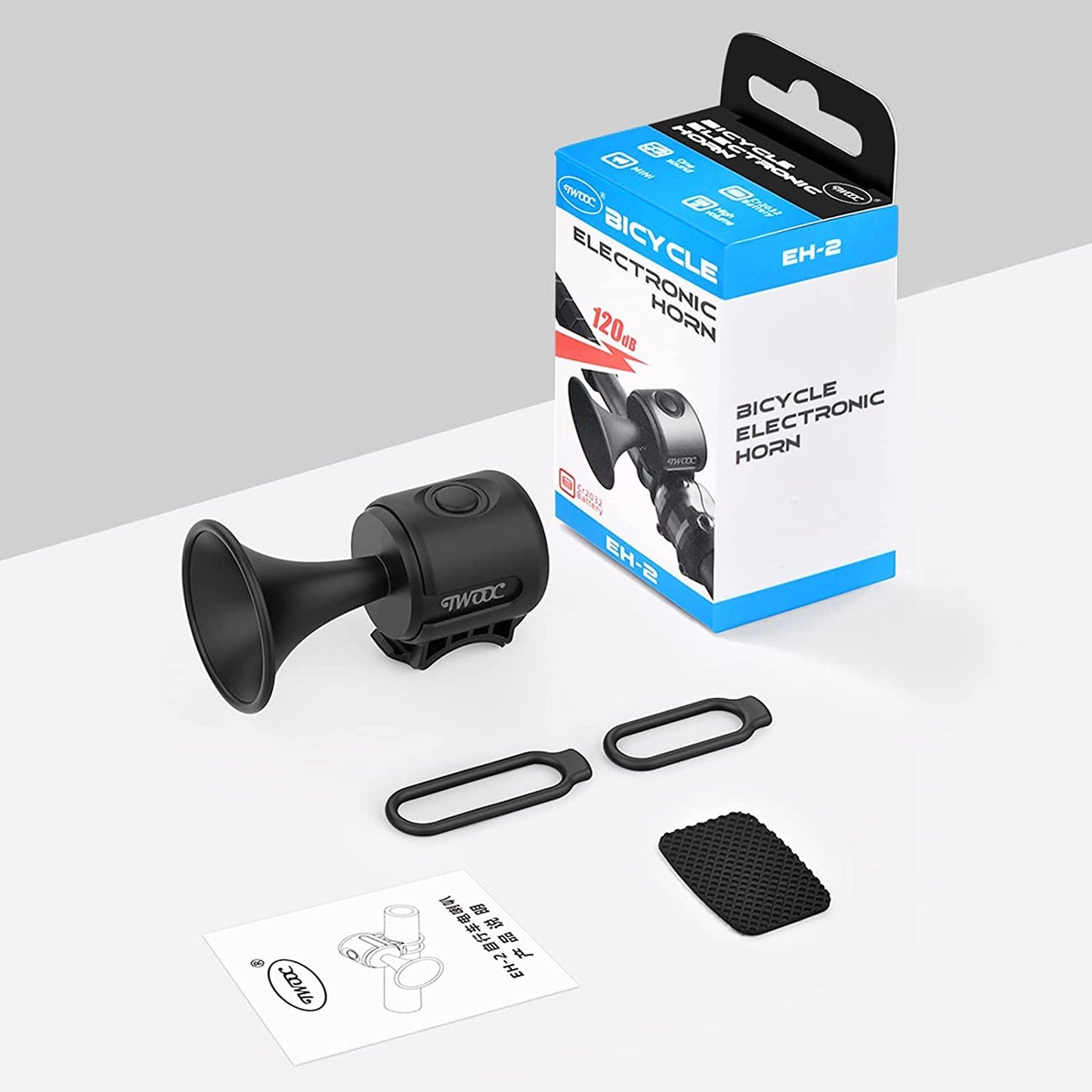 Electric Bike Horn 120DB Electronic Bicycle Bell with Easy Install, IPX4 Waterproof