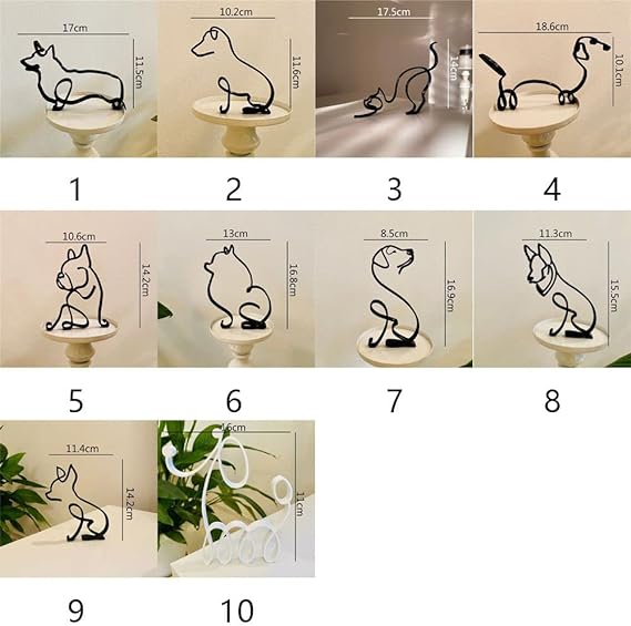 Dog & Cat Line Art Sculpture