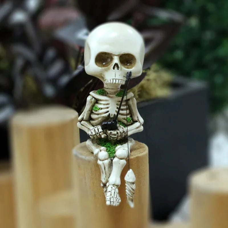 Fishing Skeleton Garden Accessory