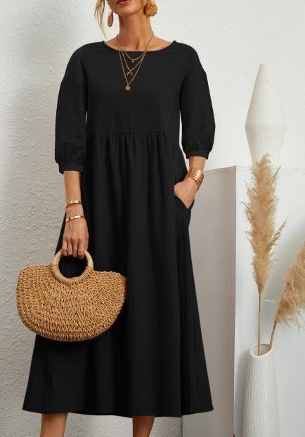 🔥Women's Lantern Sleeve Cotton And Linen Dress