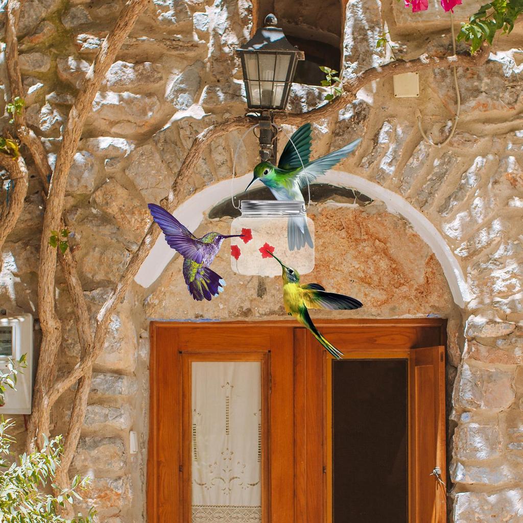 Beautiful Mason Jar Hummingbird Feeder /Three Ports