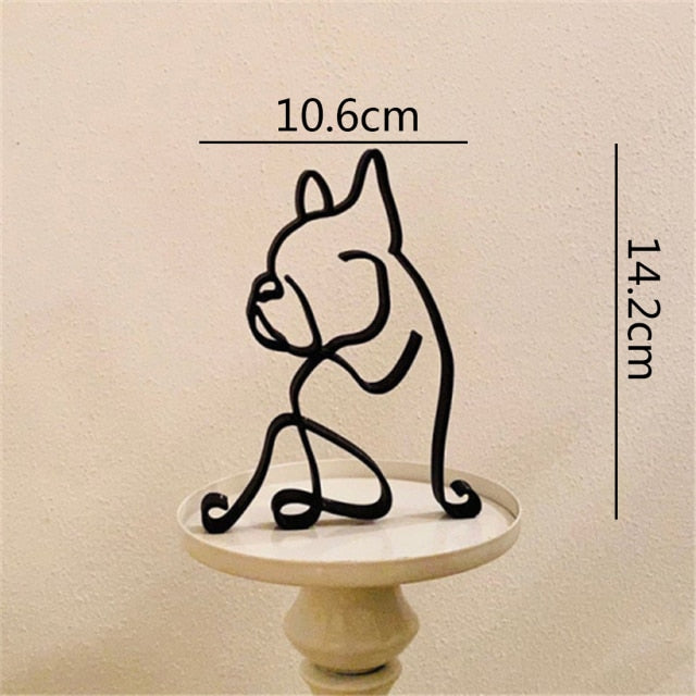 Dog & Cat Line Art Sculpture